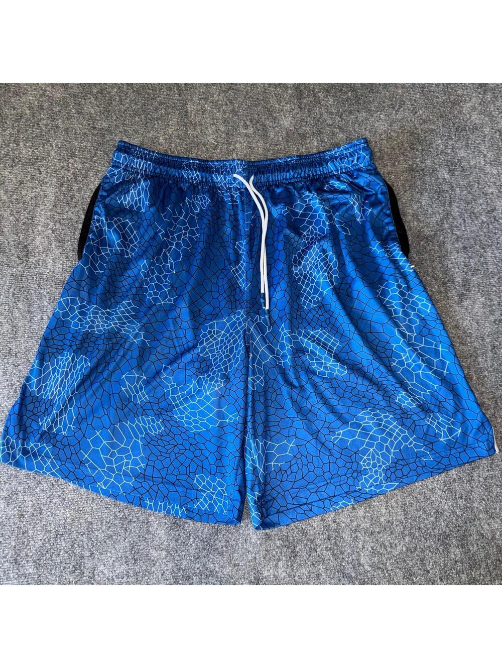 AND1 Blue Baggy Dazzle Hoop Shorts Mens 2XL Vtg y2k 90s Rare